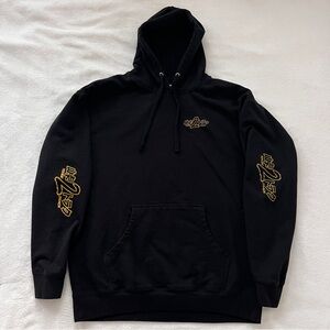Black Hoodie with Gold Japanese Font